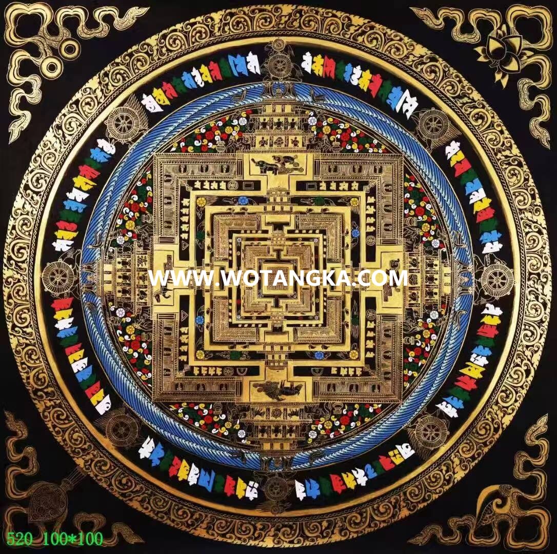 编号138-952135：黑金唐卡-时轮金刚坛城（100*100CM左右）