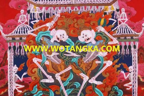 编号138-962135：红金唐卡-尸陀林主（74*52CM左右）
