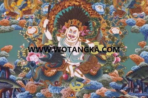 编号138-962825：彩绘唐卡-白财神·五方财神（77*59CM左右）