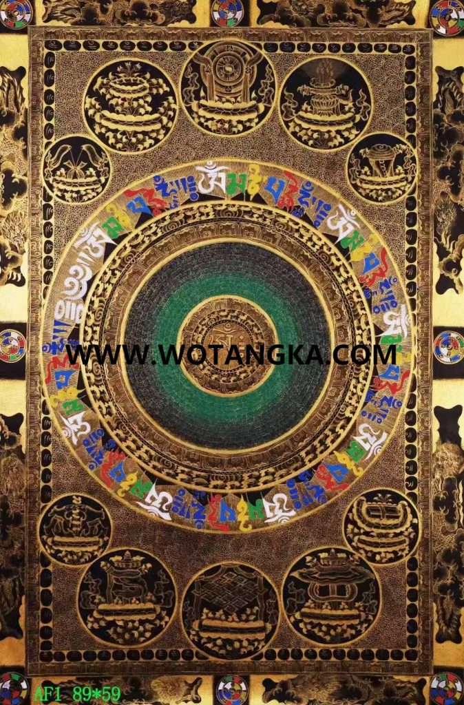 编号138-975138：黑金唐卡-吉祥八宝坛城（89*59CM左右）