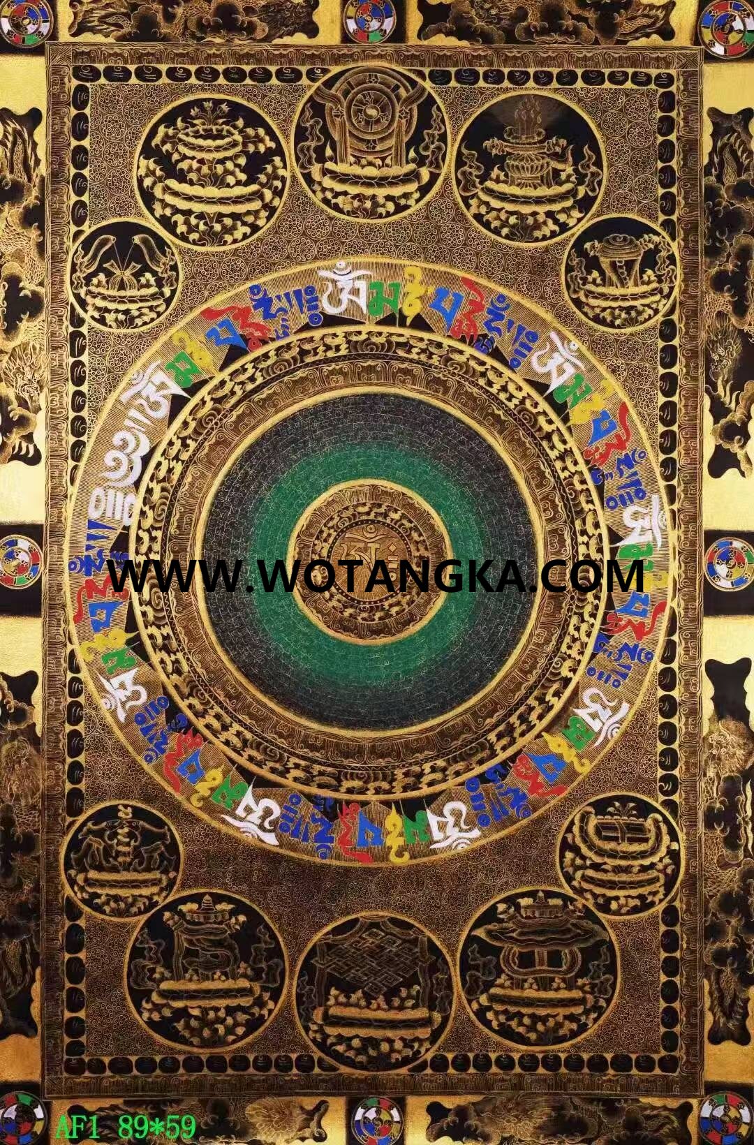 编号138-975138：黑金唐卡-吉祥八宝坛城（89*59CM左右）