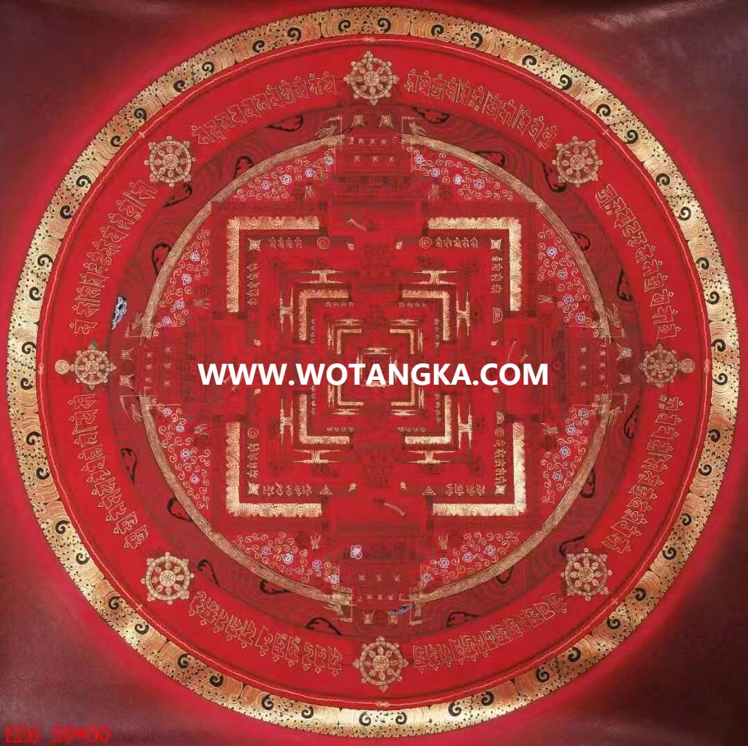 编号138-977138：红金唐卡-时轮金刚坛城（50*50CM左右）