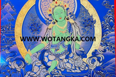 编号189-143687：蓝金唐卡-绿度母（40*30CM左右）