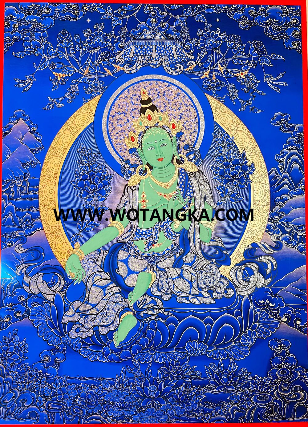 编号189-143687：蓝金唐卡-绿度母（40*30CM左右）