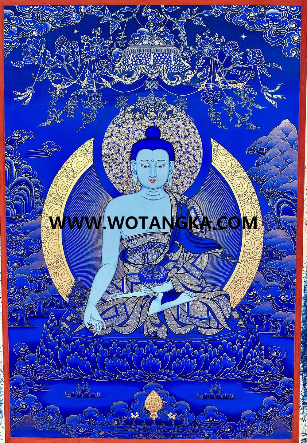 编号189-163589：蓝金唐卡-药师佛（40*30CM左右）