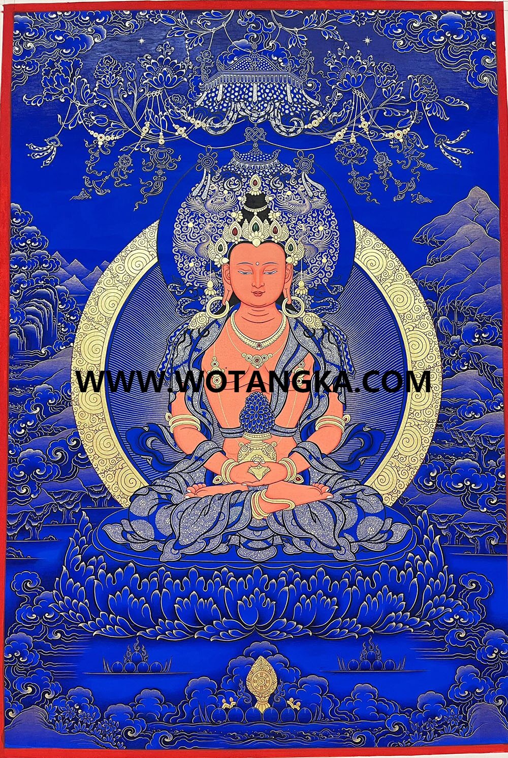 编号189-163785：蓝金唐卡-长寿佛（40*30CM左右）