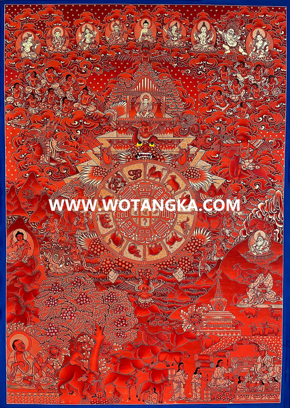 编号189-163857：红金唐卡-藏王九宫八卦图（120*90CM左右）