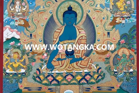 编号189-163895：彩绘唐卡-药师佛·药师七佛（100*70CM左右）