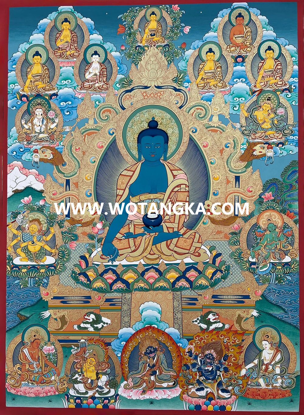 编号189-163895：彩绘唐卡-药师佛·药师七佛（100*70CM左右）