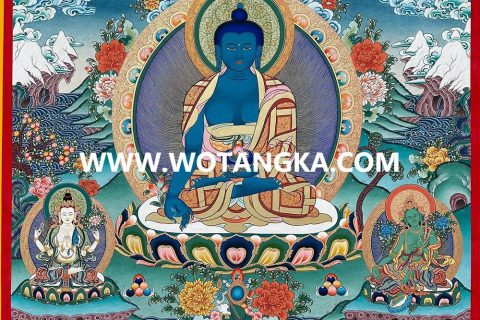 编号189-174896：彩绘唐卡-药师佛（100*70CM左右）