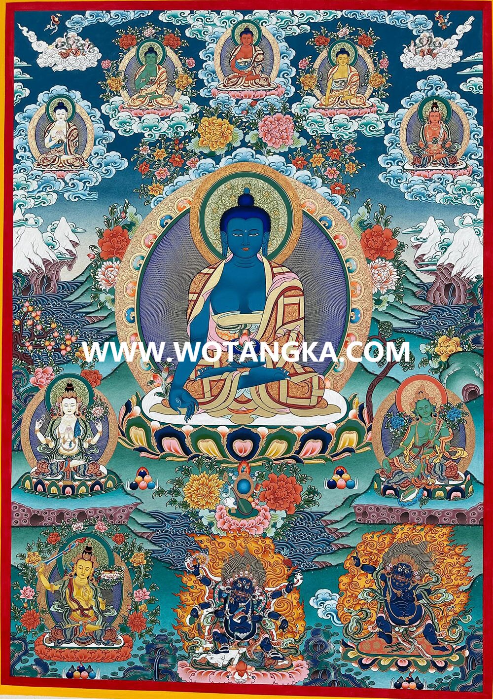 热贡-南木·画院：彩绘唐卡-药师佛（100*70CM左右）