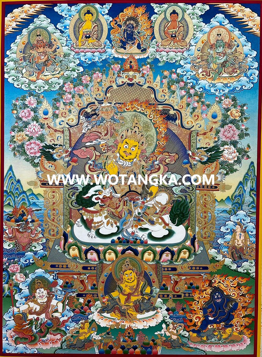 编号189-274593：彩绘唐卡-财宝天王· 五方财神（100*70CM左右）