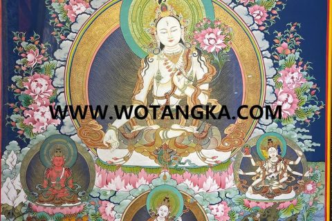 编号189-274815：彩绘唐卡-白度母·长寿三尊（120*90CM左右）