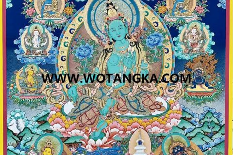 编号189-274956：彩绘唐卡-绿度母（100*70CM左右）