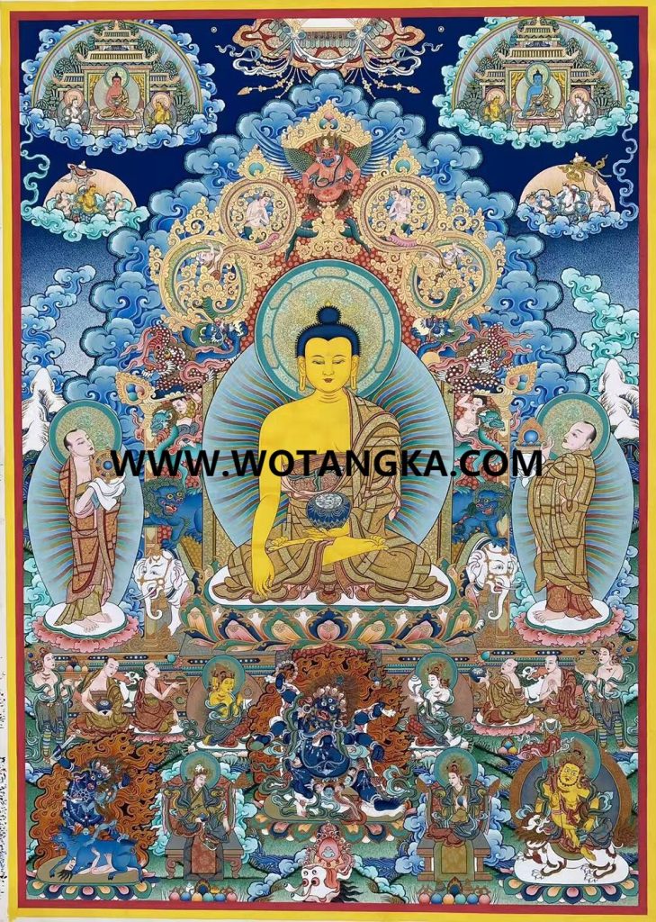 热贡-桑杰仁青·画院：彩绘唐卡-释迦牟尼佛（120*90CM左右）