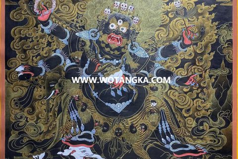 编号189-385247：黑金唐卡-六臂玛哈嘎拉（40*30CM左右）