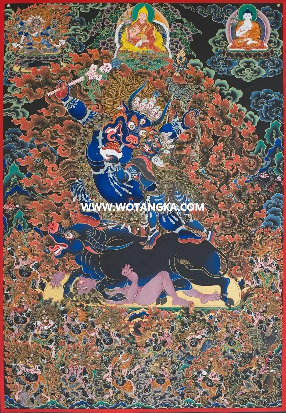 唐卡寄卖编号：JM·189-385641-阎魔敌法王地狱众护法天界三上师