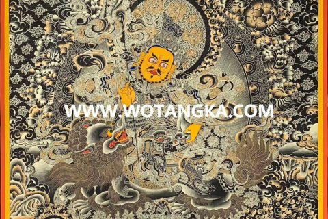 编号189-386519：黑金唐卡-财宝天王· 五方财神（100*70CM左右）