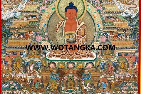 编号189-496137：彩绘唐卡-阿弥陀佛·极乐净土（120*100CM左右）