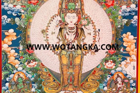 编号189-496235：彩绘唐卡-千手观音·三怙主（100*70CM左右）