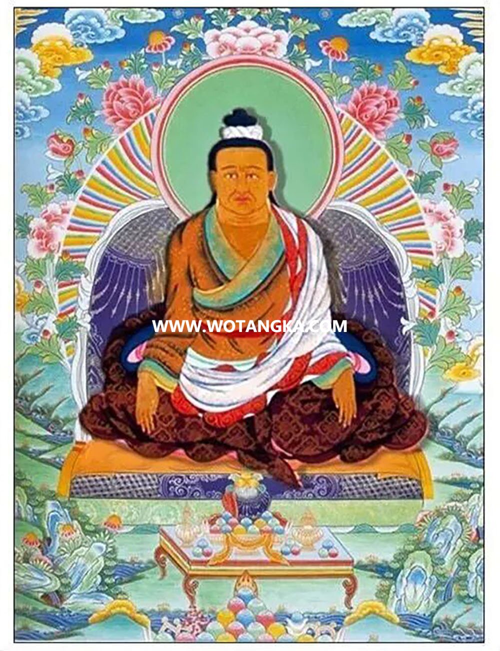 沃唐卡编号AC12496：第一世阿宗珠巴法王（第一世阿宗·珠巴仁波切·卓堆巴沃多杰）