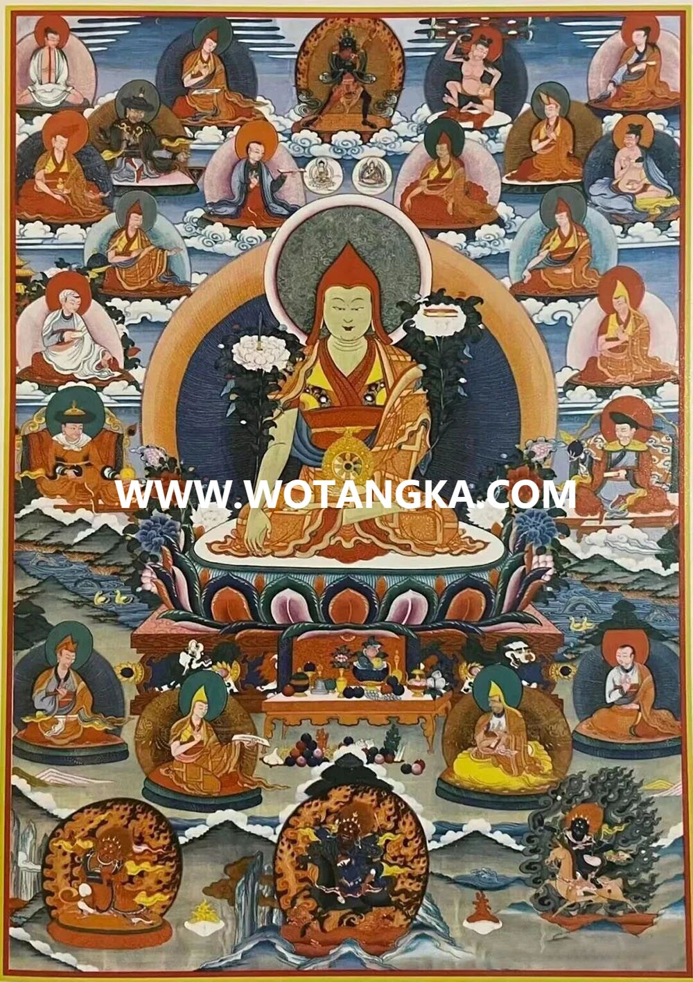 沃唐卡编号AC12745：多吉扎灯尊者（上师如意宝）