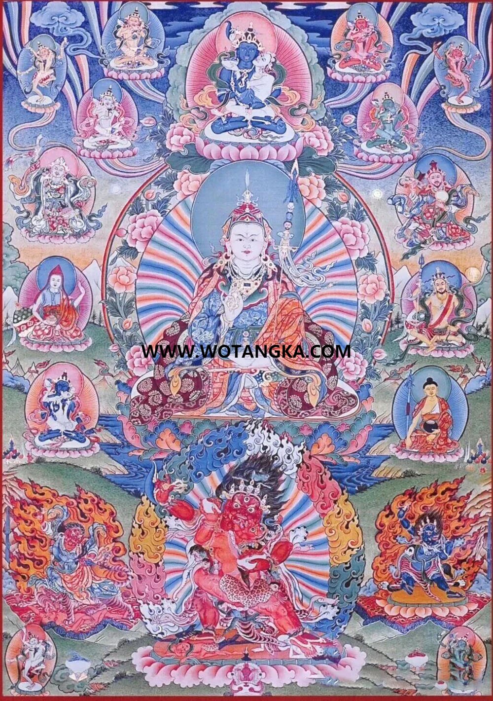 沃唐卡编号AC21859：莲花生大士八变相