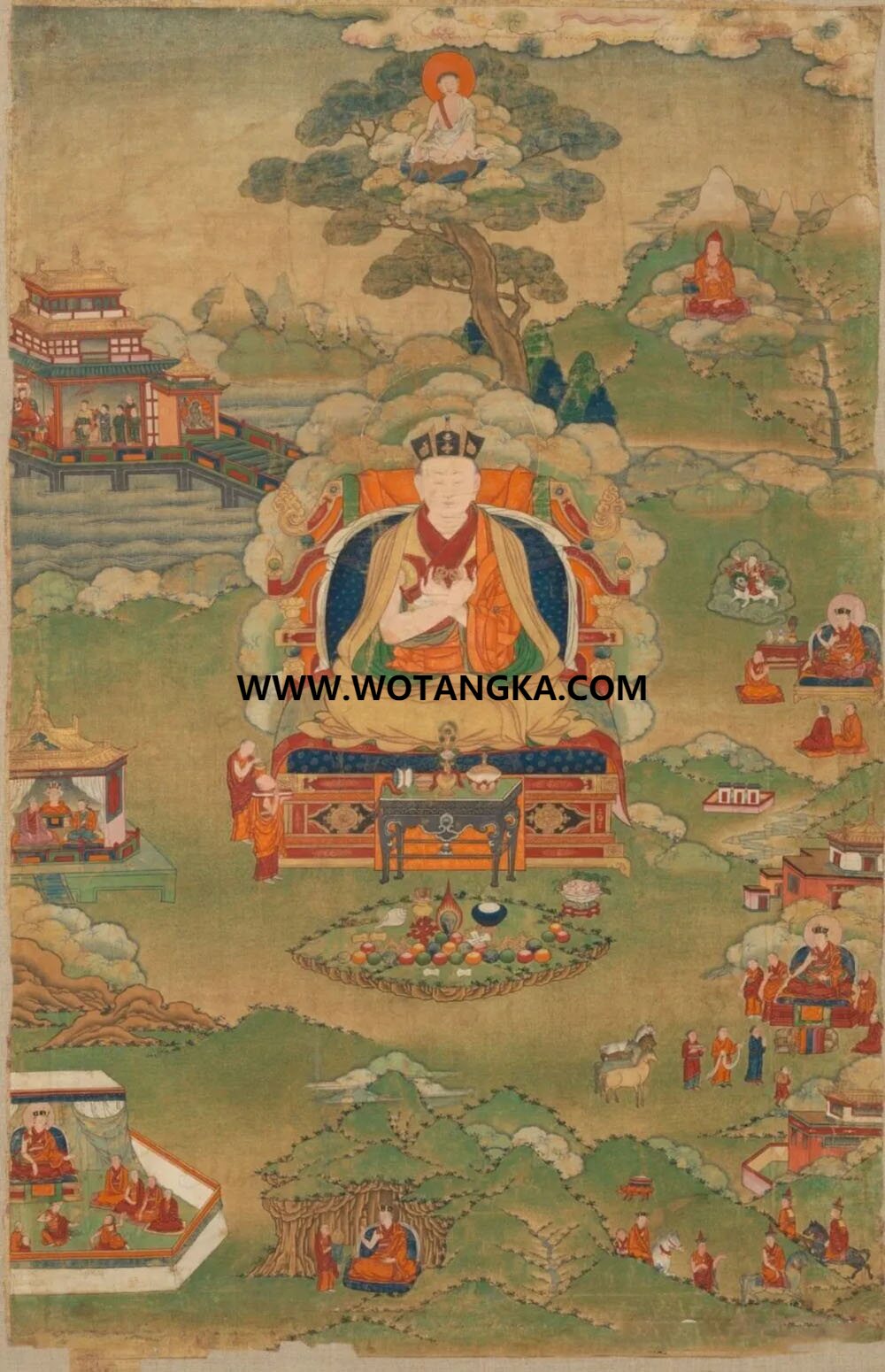 沃唐卡编号AC23264：第十五世噶玛巴·卡恰多杰（殊胜三界印）