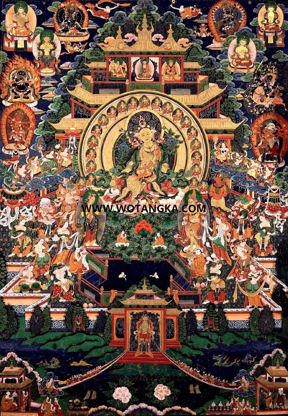 沃唐卡编号AC29185：绿度母净土