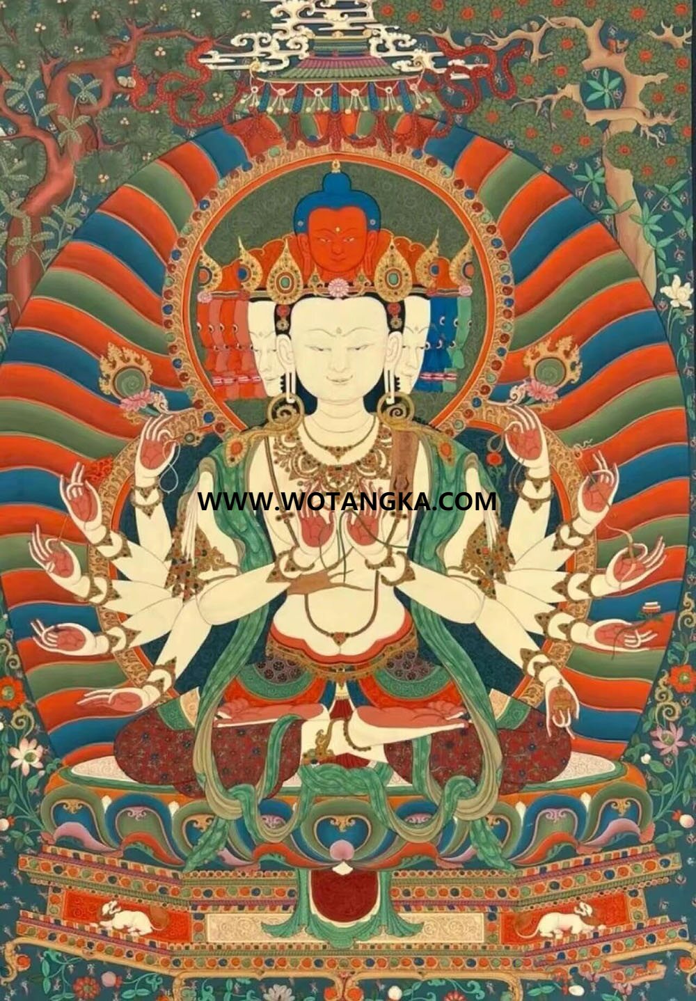 沃唐卡编号AC45971：十一面观音菩萨（白居寺）