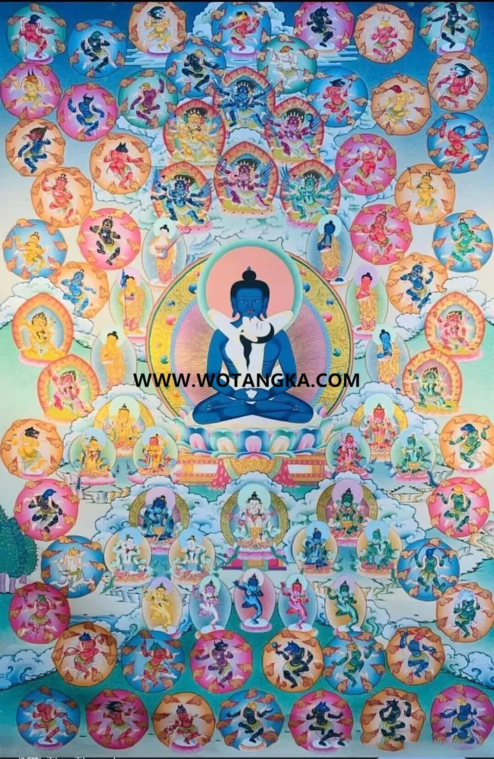 沃唐卡编号AC47192：普贤王如来（中阴文武百尊）