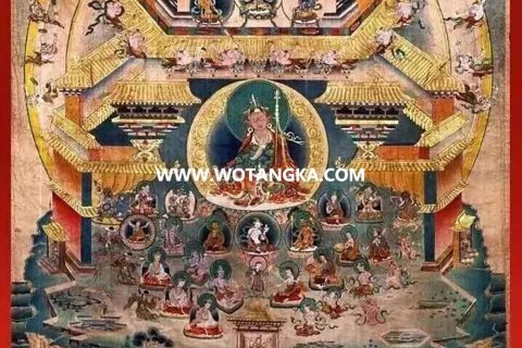 沃唐卡编号AC48297：莲花生大士邬金净土