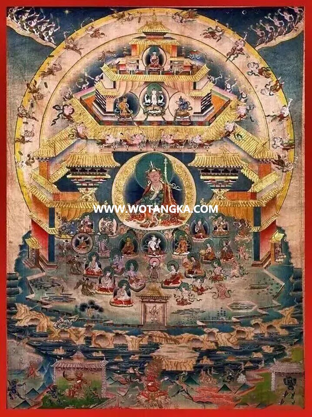 沃唐卡编号AC48297：莲花生大士邬金净土