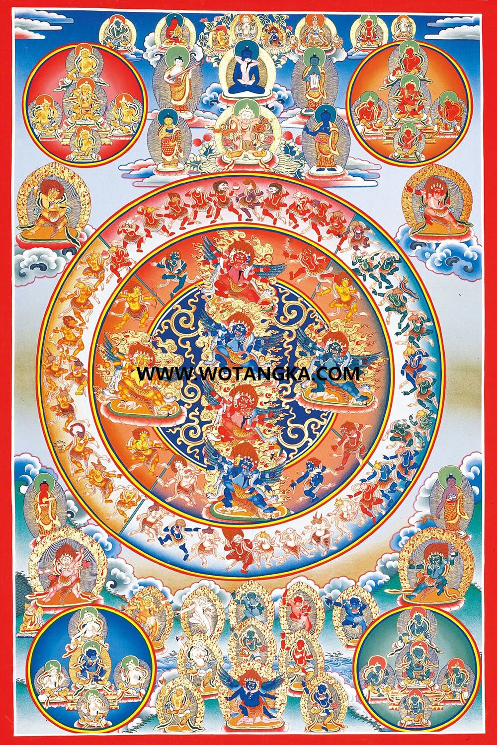 沃唐卡编号AC49163：中阴文武百尊（五十八位忿怒尊）