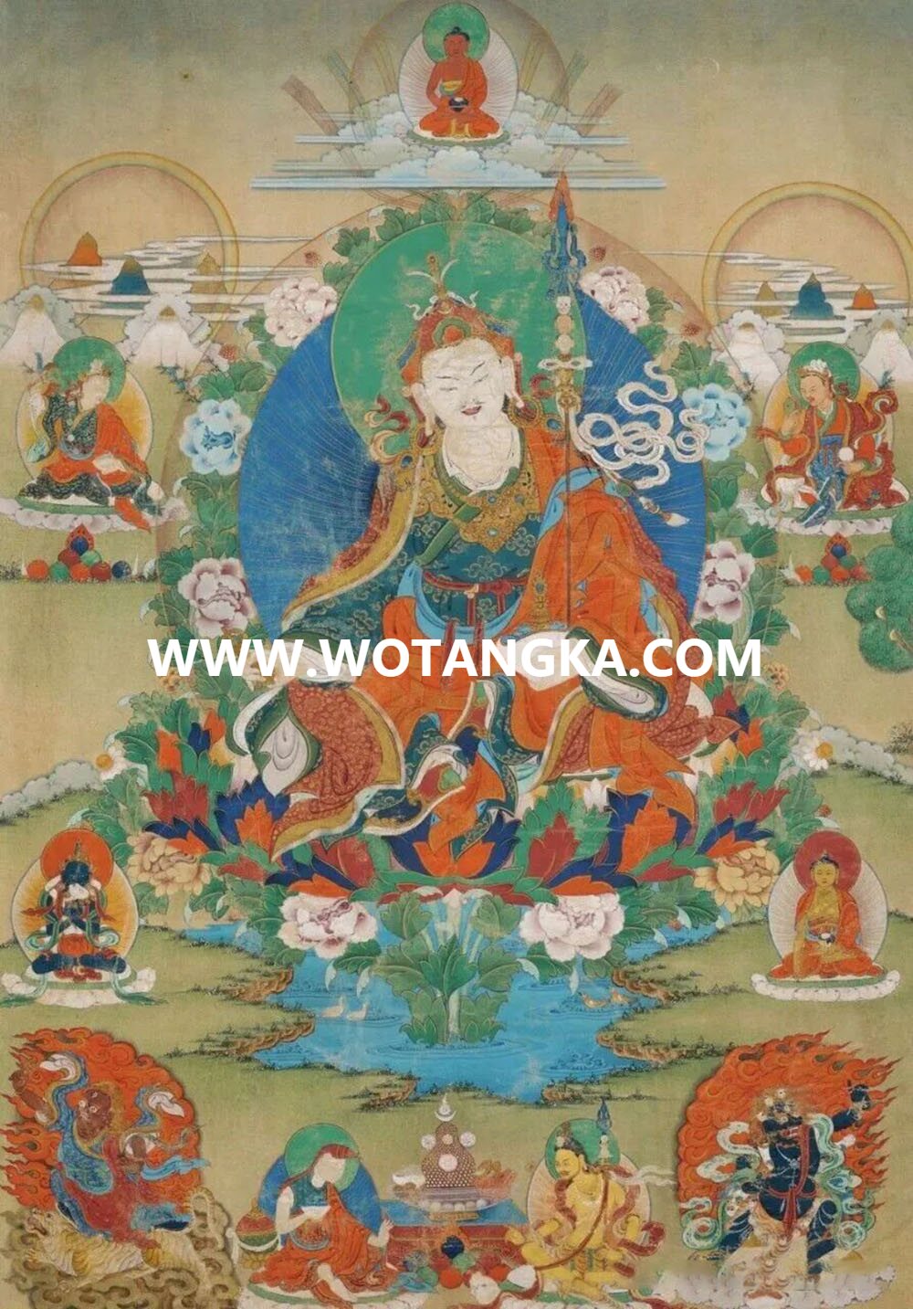 沃唐卡编号AC49267：莲花生大士八变相