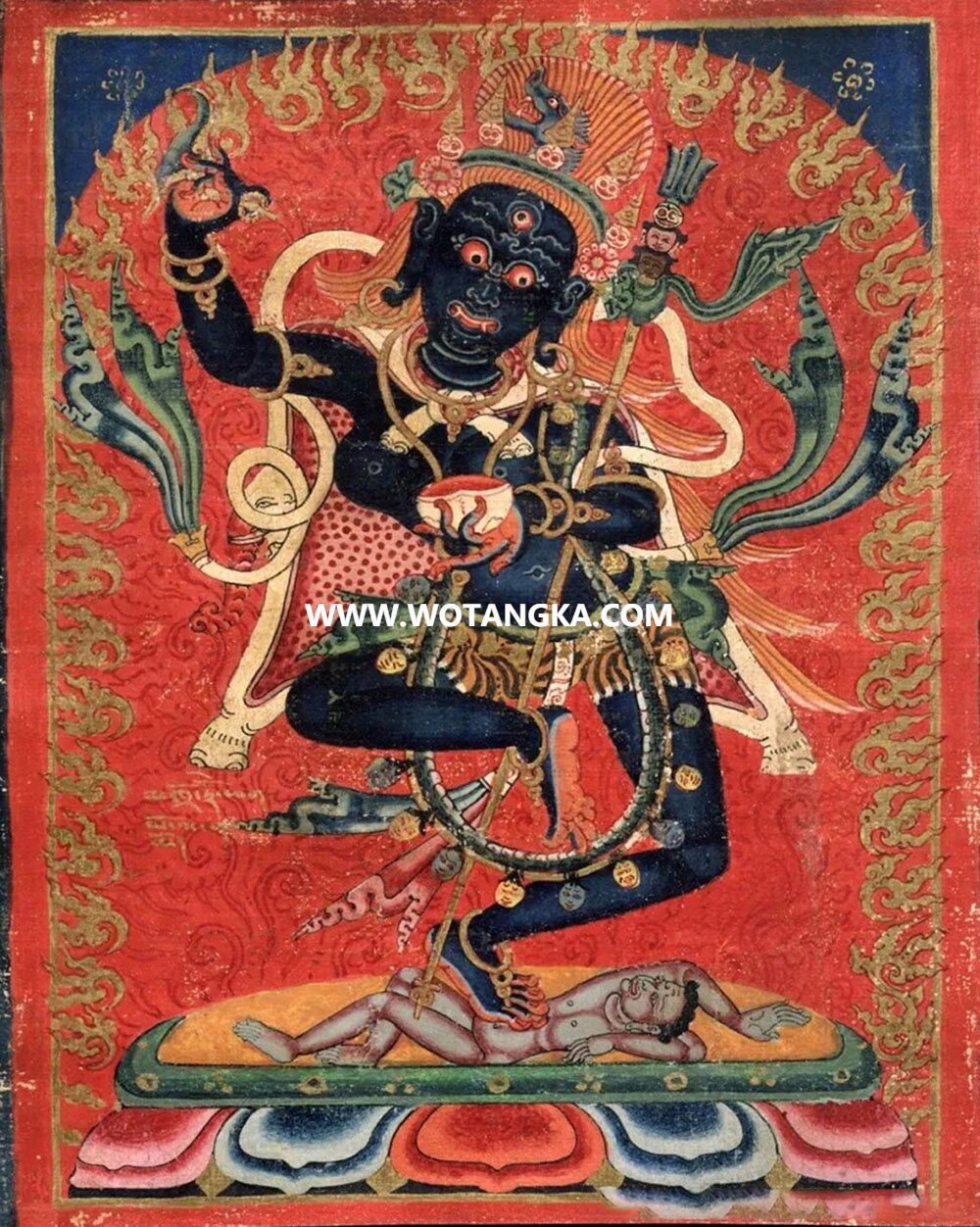 沃唐卡编号AC50136：黑金刚亥母