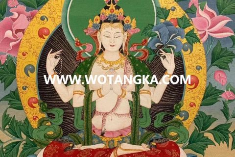 沃唐卡编号AC51386：四臂观音