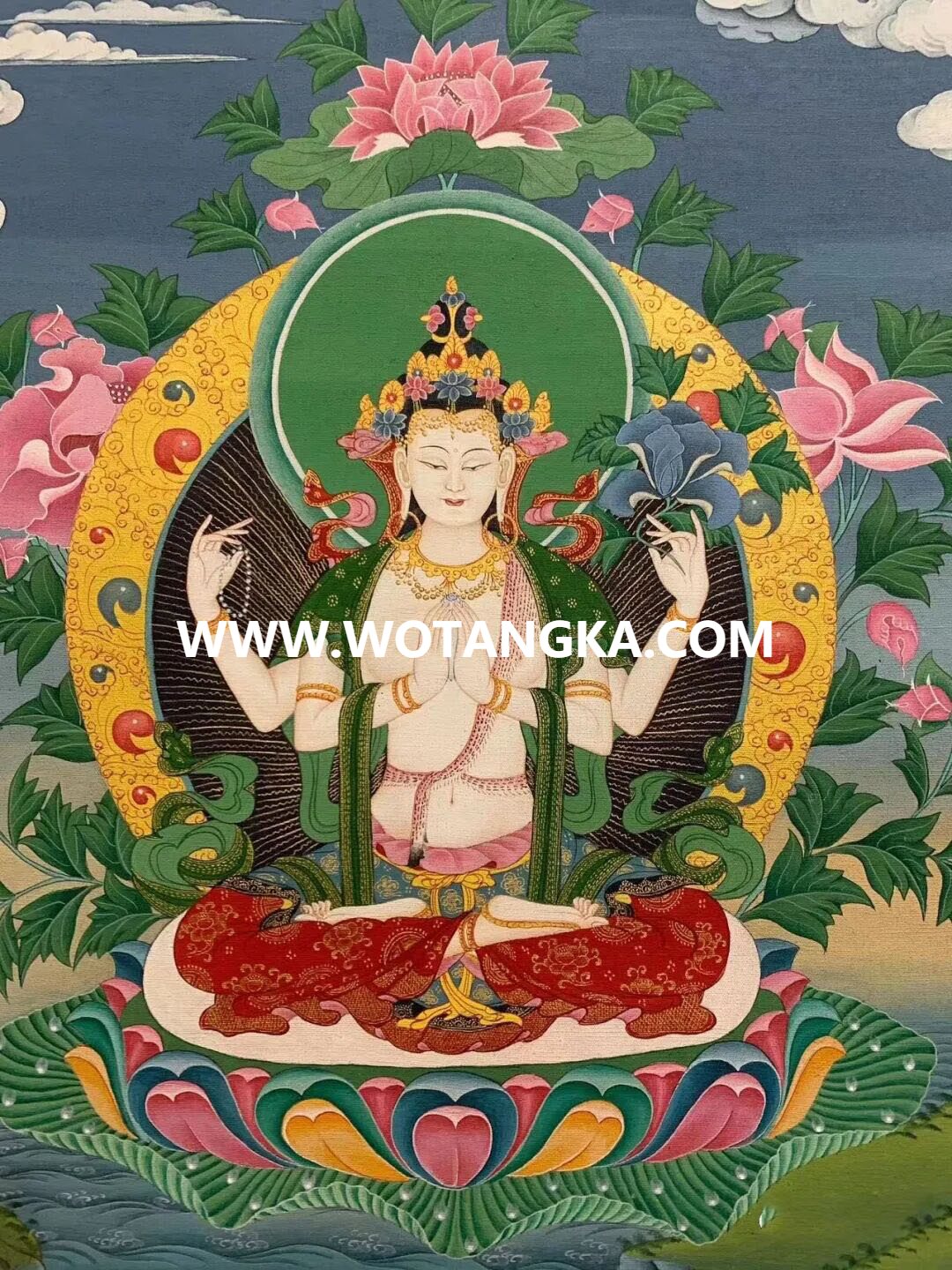 沃唐卡编号AC51386：四臂观音