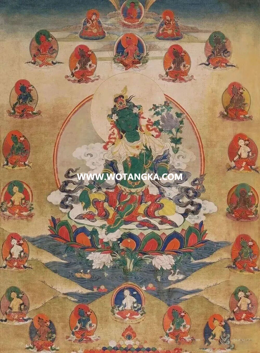 沃唐卡编号AC57426：绿度母·二十一度母