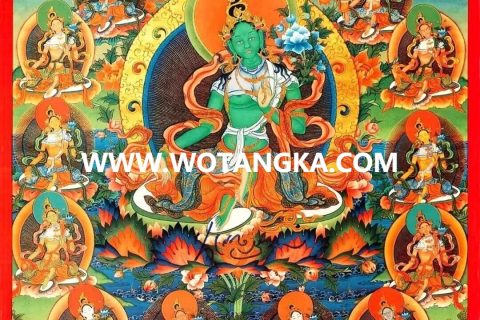 沃唐卡编号AC58672：绿度母二十一度母