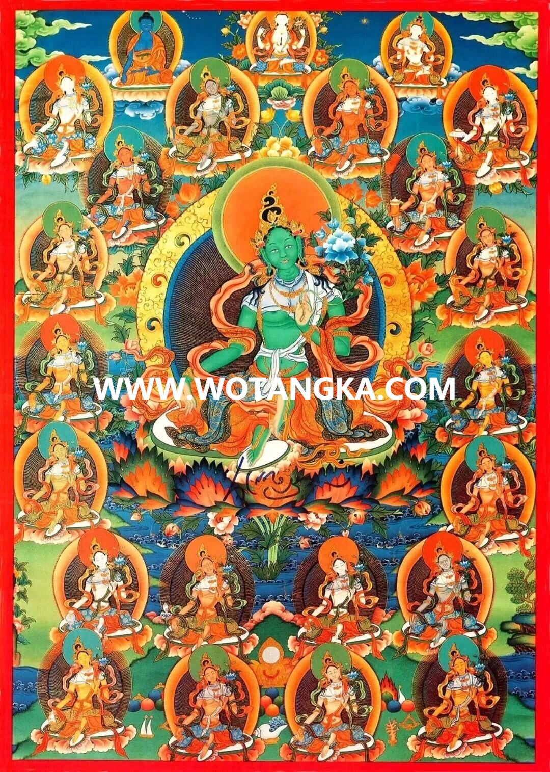 沃唐卡编号AC58672：绿度母二十一度母