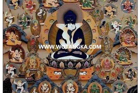 沃唐卡编号AC61037：中阴文武百尊