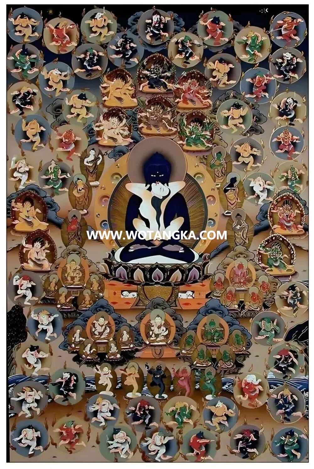 沃唐卡编号AC61037：中阴文武百尊