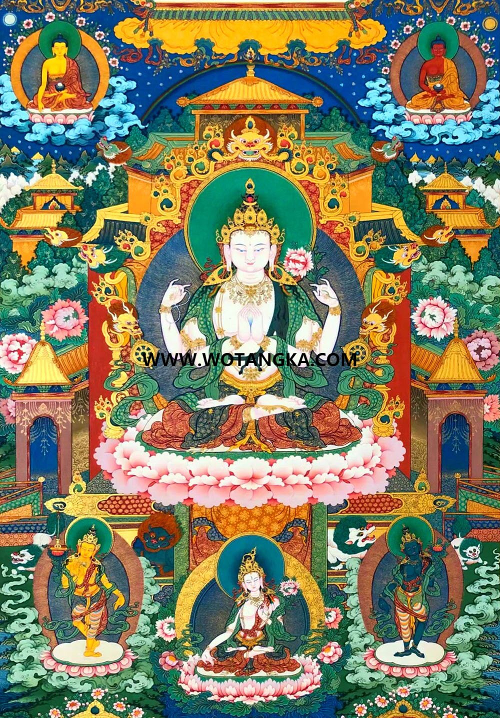 沃唐卡编号AC61247：四臂观音