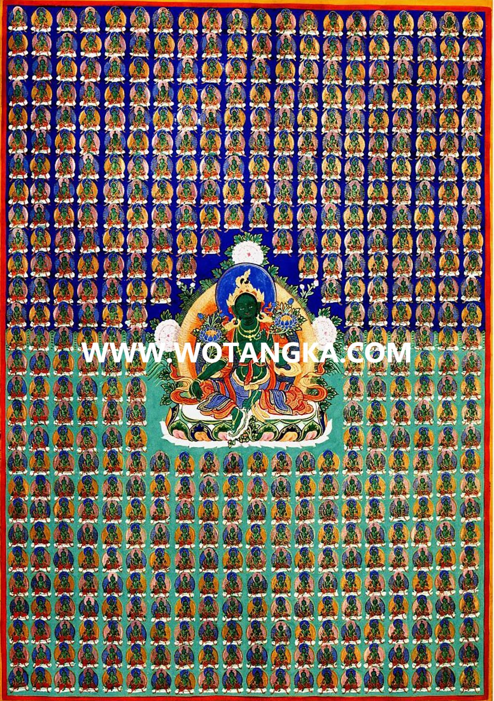 沃唐卡编号AC62487：绿度母千佛图