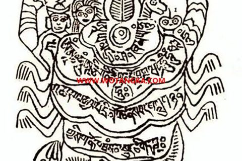 沃唐卡编号AC63139：忿怒莲师铁蝎咒轮