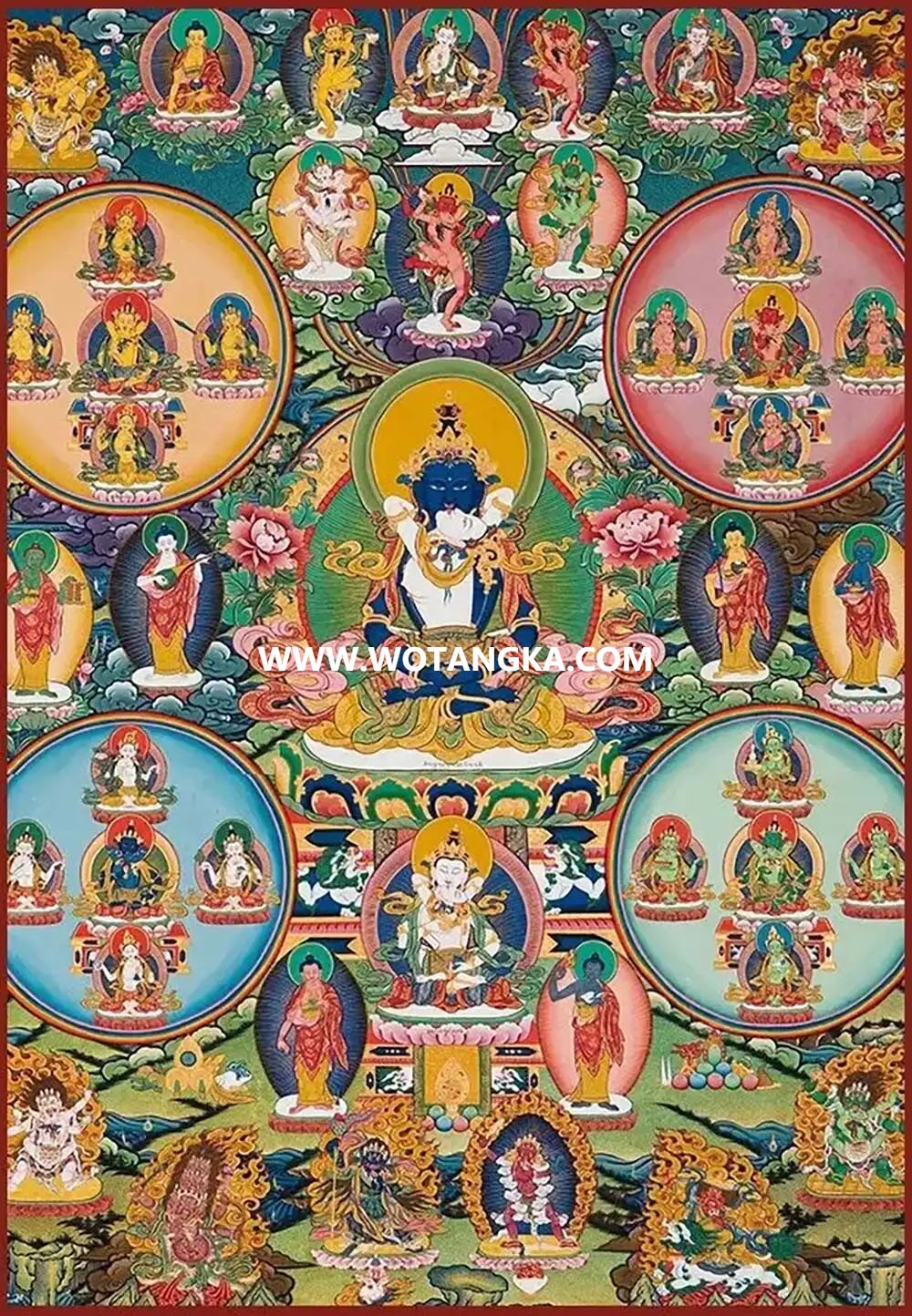 沃唐卡编号AC63851：普贤王如来（中阴文武百尊寂静四十八尊）