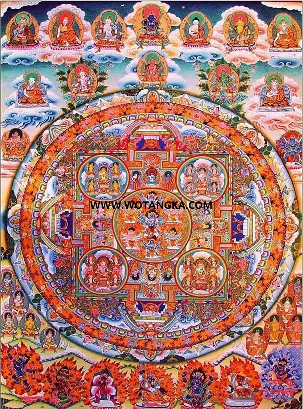 沃唐卡编号AC65127：中阴文武百尊忿怒五十八尊曼茶罗