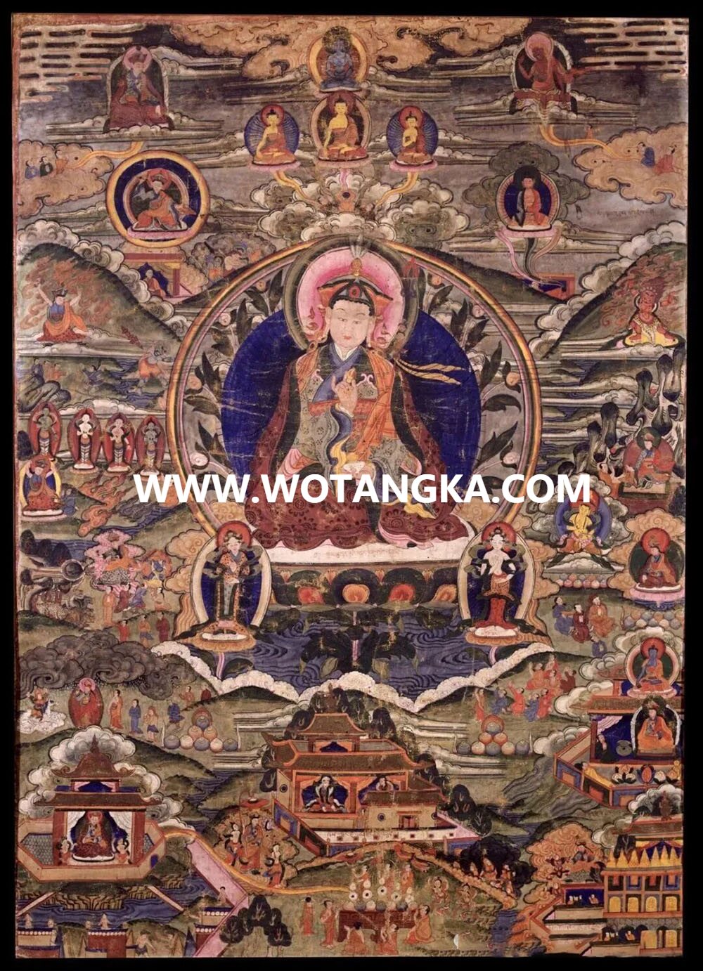 沃唐卡编号AC67215：莲花生大士源流图