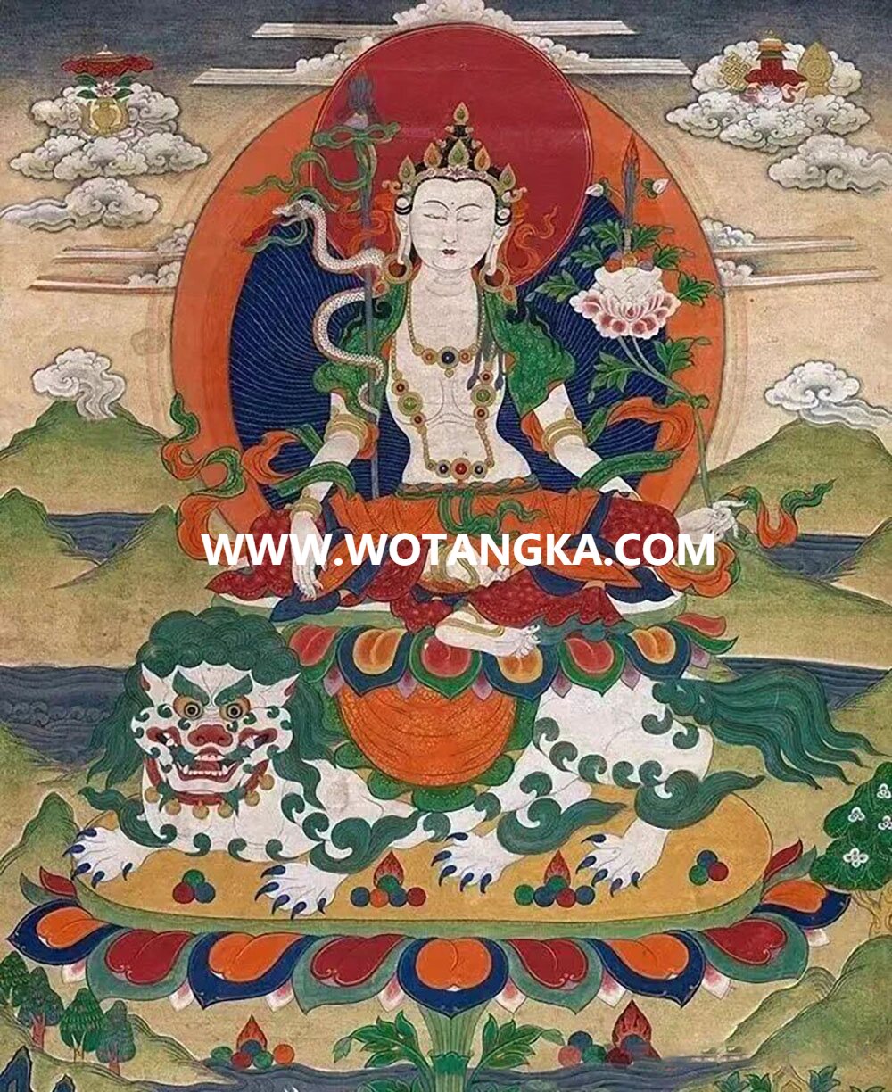 沃唐卡编号AC69324：狮吼观音